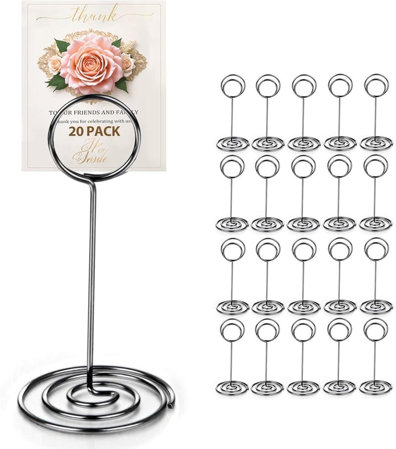 WILLIZTER 20 PCS Table Number Holder Table Card Holder Cards Stand Name Menu Clips Picture Holder (Black) - Image 1